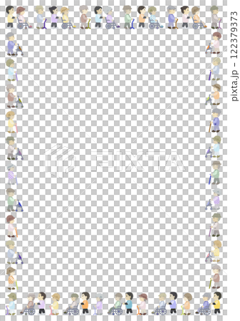 散歩する老人のフレームイラスト 122379373