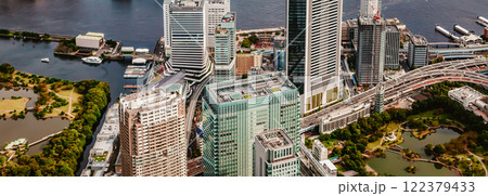 Aerial view of Odaiba Harbor in Tokyo, Japan 122379433