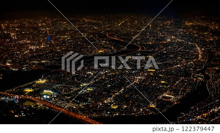Aerial view of Tokyo at night 122379447