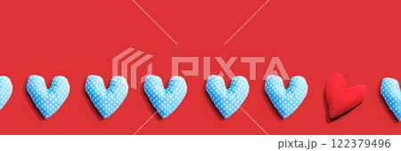 Appreciation theme with handmade heart cushions Appreciation theme with handmade heart cushions 122379496