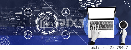 Data Privacy concept with person using a laptop 122379497