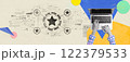 Rating star concept with person using a laptop computer 122379533