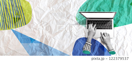Person using a laptop computer - Photo collage 122379537