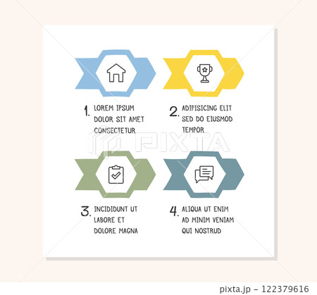 Hand Drawn Infographic Template with 4 Arrows 122379616