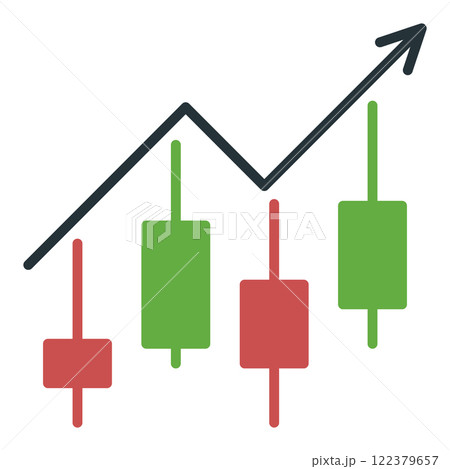 Candlestick Chart with Arrow vector Technical Analysis icon or symbol Candlestick Chart with Arrow vector Technical Analysis icon or symbol 122379657