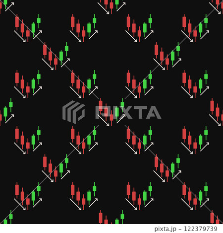Trend Reversal Candlestick Chart vector colored seamless pattern 122379739