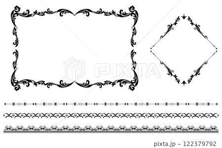 黒いレトロで豪華な装飾フレーム素材 黒いレトロで豪華な装飾フレーム素材 122379792