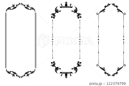 黒いレトロで豪華な装飾フレーム素材 122379799