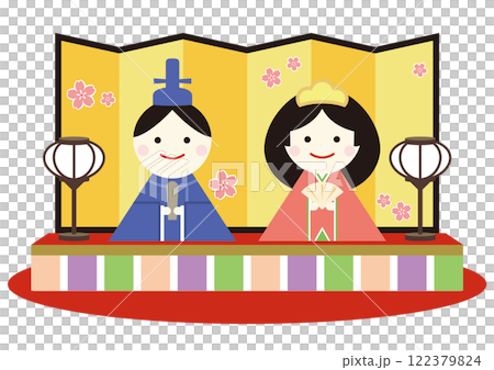 Hinamatsuri 插圖可愛的 Hina 娃娃 122379824