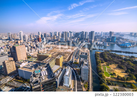 日本の東京都市景観 令和7年・新時代へ。築地市場跡地などを望む。再開発へ…=1月23日 日本の東京都市景観 令和7年・新時代へ。築地市場跡地などを望む。再開発へ…=1月23日 122380003