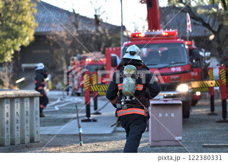 文化財防火デー　鶴林寺の消防訓練　 122380331