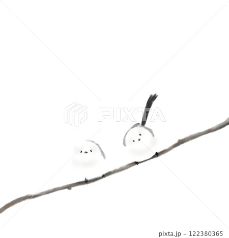 2羽のシマエナガ 122380365