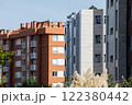 Overview of buildings with individual dwellings for private use in a city. 122380442