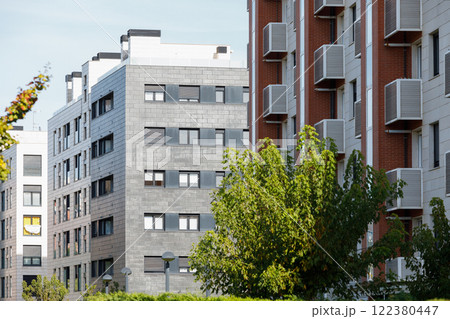 Overview of buildings with individual dwellings for private use in a city. Overview of buildings with individual dwellings for private use in a city. 122380447