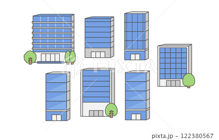 ビル　イラストセット 122380567