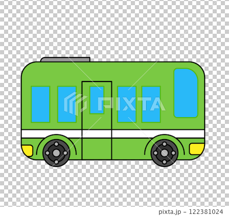 市街地を走るバスのイラスト 122381024