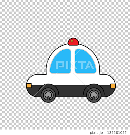 市街地を走るパトカーのイラスト 122381025