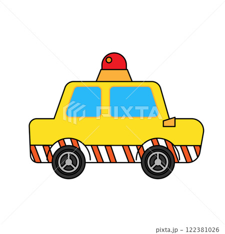 高速道路を走るパトロールカーのイラスト 122381026