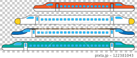 Set of Japanese bullet train illustrations Set of Japanese bullet train illustrations 122381043