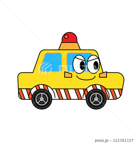 高速道路を走るパトロールカーのイラスト 122381157