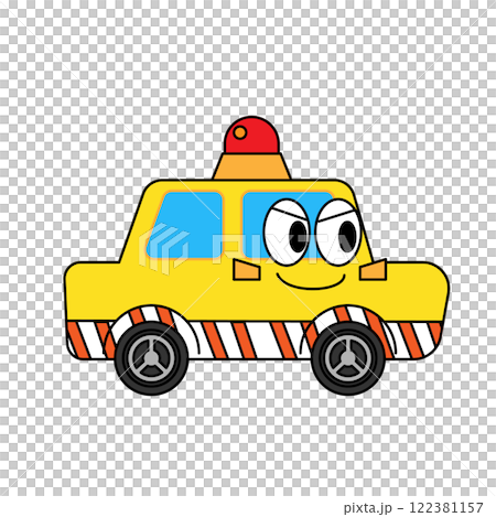 高速道路を走るパトロールカーのイラスト 122381157