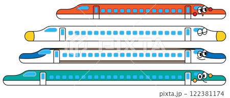 日本の新幹線のイラストのセット 122381174