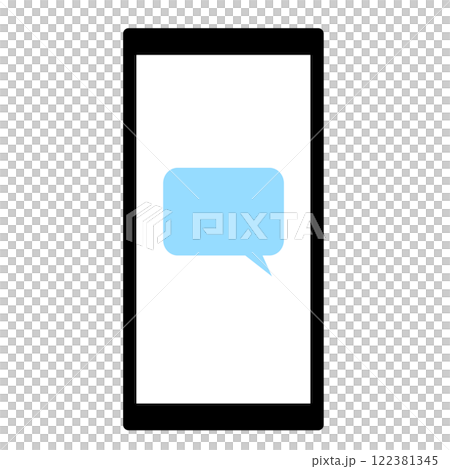 SMSやチャットのアイコンが表示されているスマホ 122381345