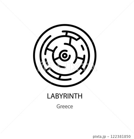 Labyrinth outline icon. line black labyrinth icon, simple element from editable concept. Maze design isolated stroke on white background. 122381850