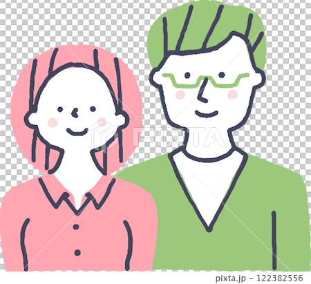Young man and woman facing forward 122382556