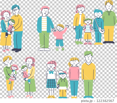 年輕家庭的簡單插圖集 122382567