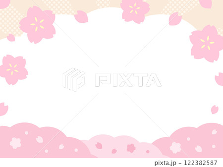 桜の花と花びらの春の背景イラスト04 桜の花と花びらの春の背景イラスト04 122382587