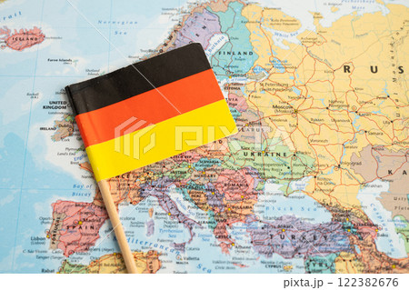 Bangkok, Thailand November, 2025 Germany flag on world map. Bangkok, Thailand November, 2025 Germany flag on world map. 122382676