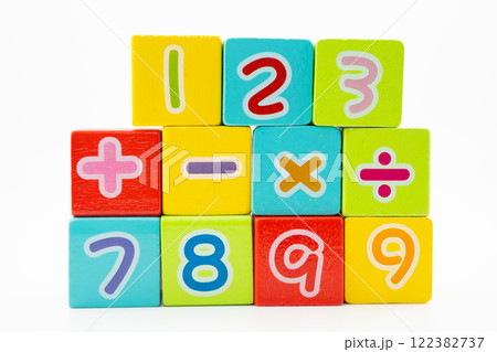 Number wood block cubes for learning Mathematic, education math. Number wood block cubes for learning Mathematic, education math. 122382737