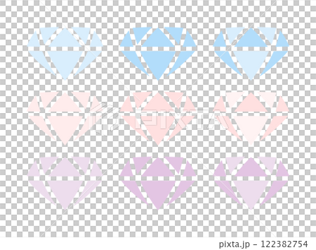 カラフルな宝石のアイコンセット カラフルな宝石のアイコンセット 122382754