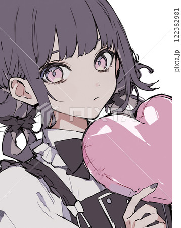 バレンタインデーに手作りチョコを渡す女性のイラストのイラスト