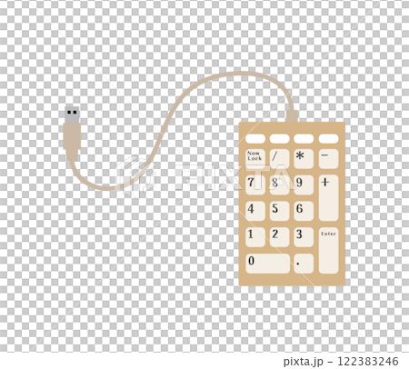 Illustration material of a numeric keypad connected to a USB 122383246