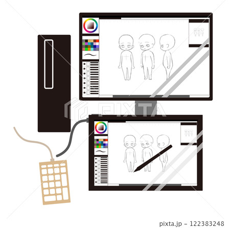 テンキーを左手デバイスとして使うイメージイラスト 122383248