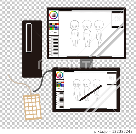 テンキーを左手デバイスとして使うイメージイラスト 122383248