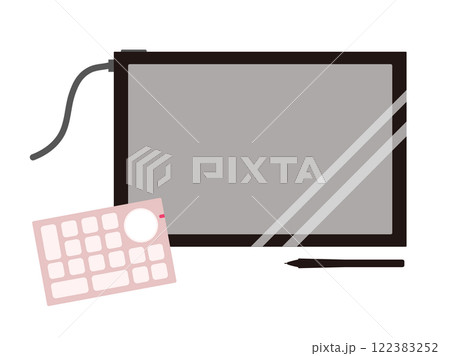 液タブと左手デバイスのイメージイラスト 122383252