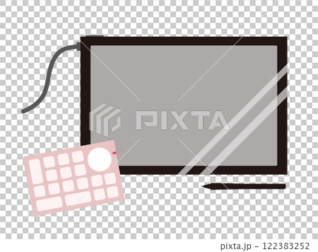 液タブと左手デバイスのイメージイラスト 122383252