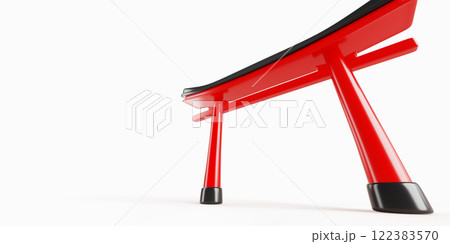 3d Japanese traditional red torii gate isolated on white background. Render realistic of arch to temple entrance perspective. Architecture and landmark of Japan. Asian travel banner. 3D illustration 122383570