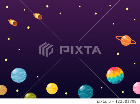 宇宙に浮かぶカラフルな惑星の背景素材09 122383709