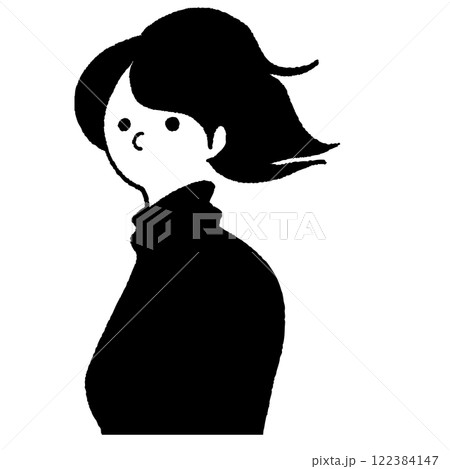若い女性の横顔　ベクター線画 122384147