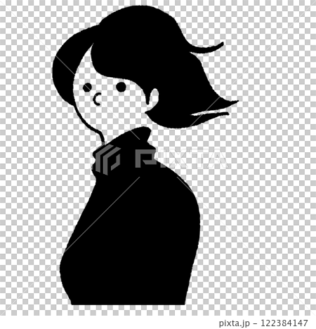 若い女性の横顔　ベクター線画 122384147