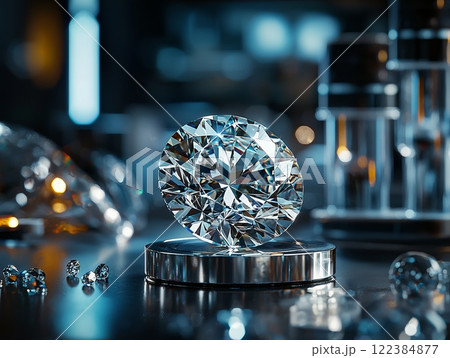 Close-up of a radiant flawless laboratory-grown diamond 122384877