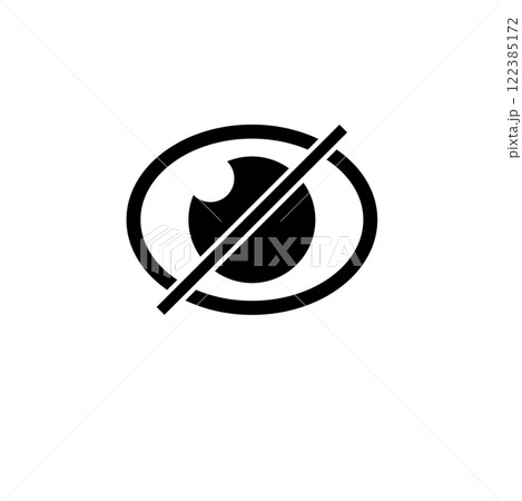 Blind, Disabled Eye, No View, Hidden visibility Solid Flat Vector Icon Isolated on White Background 122385172