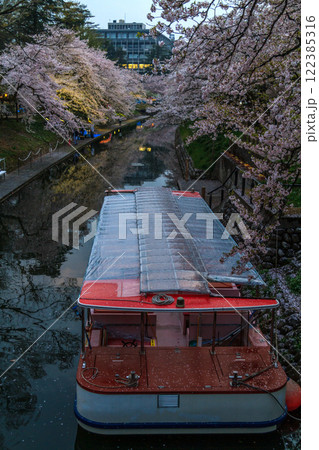 (とやまビューポイント)　富山城　松川べりの桜　4月 122385316