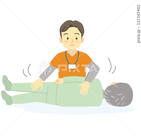 訪問看護のサービス内容＿褥瘡（床ずれ）の予防と処置のカットイラスト 122385402