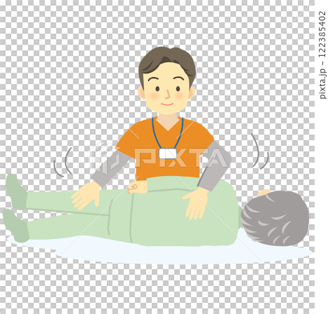 訪問看護のサービス内容＿褥瘡（床ずれ）の予防と処置のカットイラスト 122385402