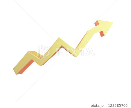 ジグザグ上昇の矢印。背景透過。 122385703